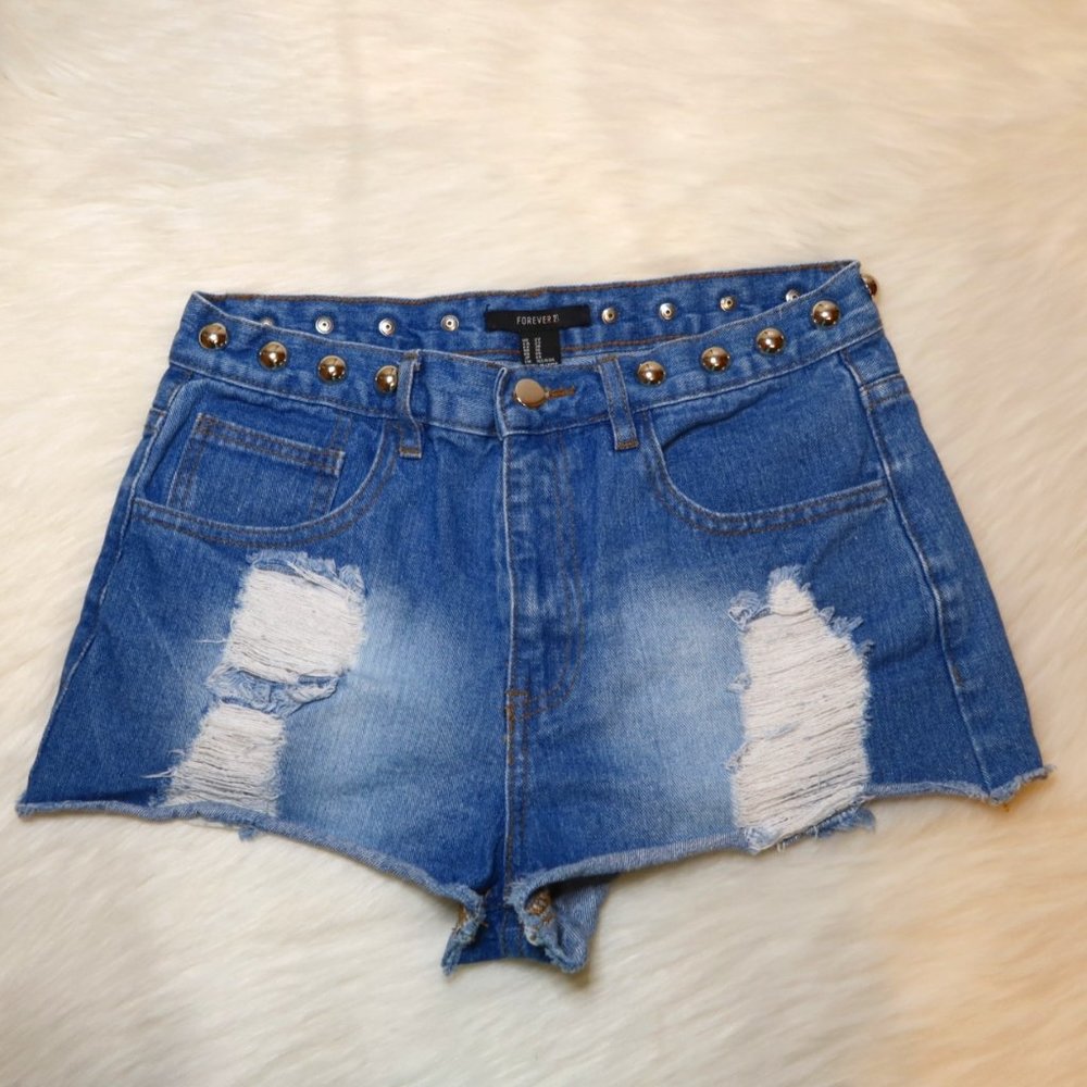 Forever21 denim shorts with studded waist